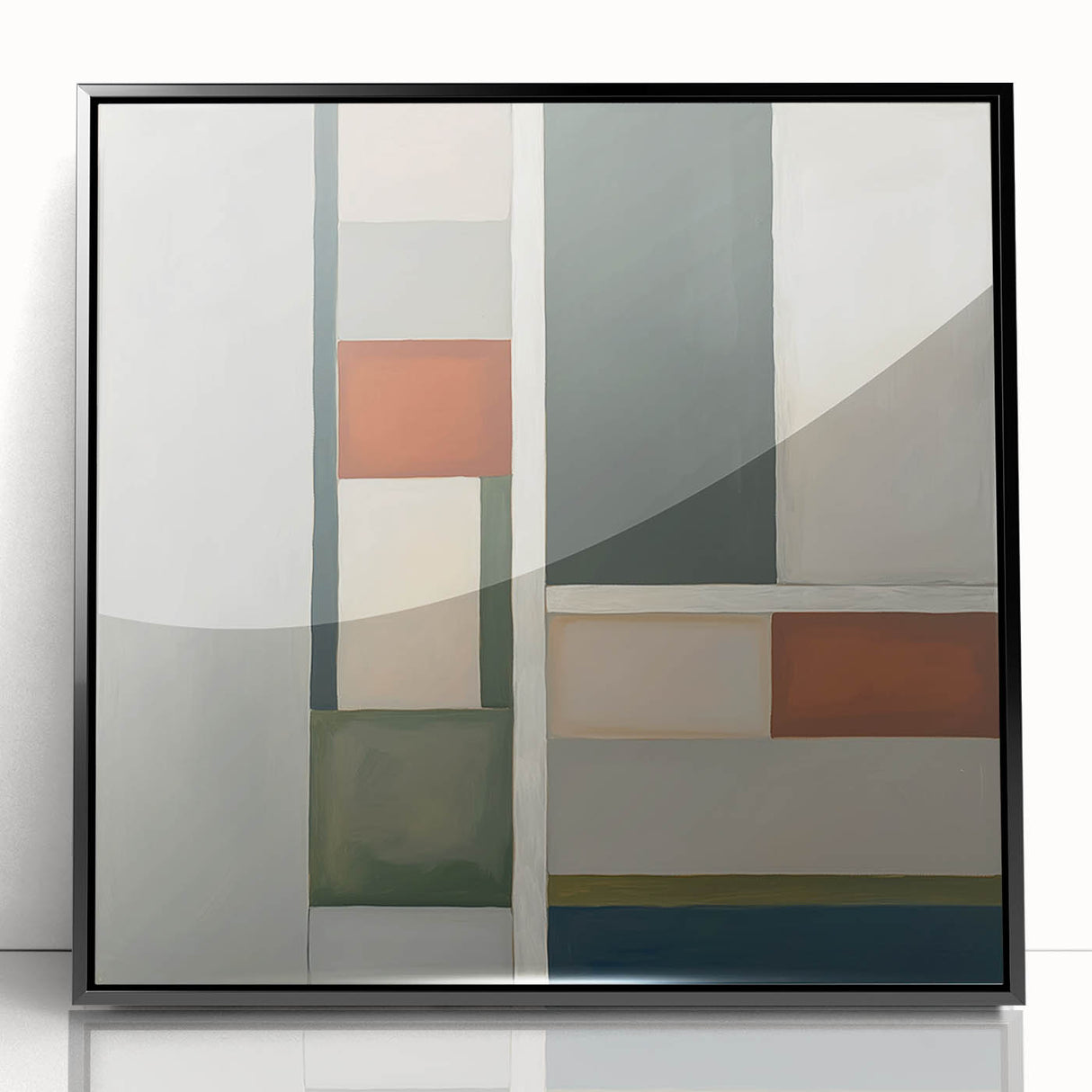 Framed abstract geometric wall art in black acrylic, showcasing sharp angles and modern design, ideal for contemporary home decor. Perfect for adding a stylish touch to any room.