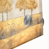 Close-up of an abstract landscape wall art piece, showcasing vibrant colors and intricate textures on acrylic glass, ideal for modern home decor.