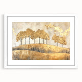 Abstract landscape wall art framed in white with a mat, showcasing vibrant colors and geometric patterns. Perfect for modern home decor and art enthusiasts.