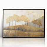 Framed abstract landscape wall art featuring vibrant colors and dynamic shapes, presented in a sleek black frame, ideal for modern home decor.