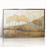 Framed acrylic wall art featuring an abstract landscape design with silver tones, perfect for modern home decor. The artwork showcases fluid shapes and soft gradients, adding a touch of elegance to any space.