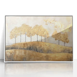 Framed acrylic wall art depicting an abstract landscape with soft pastel colors, showcasing a serene nature scene perfect for modern home decor.