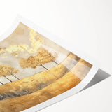 Abstract landscape wall art print showcasing vibrant colors and flowing shapes, rolled for easy transport, perfect for modern home decor and artistic expression.