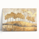 Abstract landscape wall art showcasing vibrant colors and textures, printed on stretched canvas and elegantly leaning against a wall, perfect for home decor.