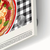 Large abstract wall art featuring assorted food dishes in vibrant colors, acrylic print, ideal for dining room art.