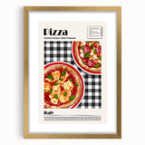 Extra large abstract art print featuring textured food dishes in muted earth tones, framed in gold.