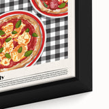 Extra large framed canvas featuring textured, colorful art of various food dishes on a black background.