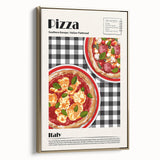 Framed canvas featuring a vintage poster art style landscape with muted earth tones, ideal for bedroom wall decor.