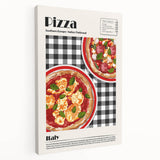 Large canvas depicting various colorful food dishes, ideal for kitchen wall art.