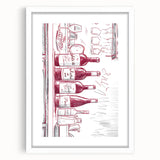 Abstract art print featuring swirling blue and green hues on a white framed canvas.