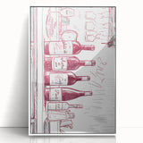 Art deco poster featuring an array of colorful cocktails on a white acrylic framed panel, ideal for modern kitchen decor.