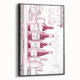 Black and white vintage poster art of a landscape on framed canvas, suitable for bedroom decor.