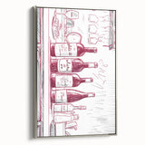 Landscape art painting of colorful fruits on black background, vintage poster style, framed canvas.