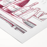 Art Deco poster featuring a stylized cocktail glass, in muted gold and black tones, on rolled canvas.