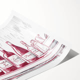 Extra large wall art featuring line art flowers in black on a white background, ideal for large living room wall decor.