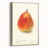 Framed canvas featuring vintage poster art of assorted fruits in muted colors, ideal for bedroom wall decor.