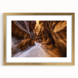 Elegant gold-framed landscape artwork showcasing vibrant canyons with rich colors and intricate details, perfect for home decor or office space enhancement.
