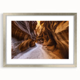 Framed landscape artwork showcasing stunning canyons with a silver mat. This elegant piece enhances home decor, perfect for nature lovers and art enthusiasts.