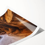 Landscape print depicting vibrant canyons in rich earthy tones, showcasing intricate geological formations, rolled and ready for display or framing. Ideal for nature lovers and home decor enthusiasts.