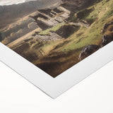 Landscape countryside wall art on rolled canvas, showcasing vibrant green fields and a serene blue sky, perfect for enhancing home decor or office ambiance.