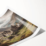 Rolled print of a serene countryside landscape wall art, featuring lush green fields and a bright blue sky, perfect for home decor and nature lovers. The artwork captures the essence of tranquility and natural beauty, making it an ideal addition to any room.