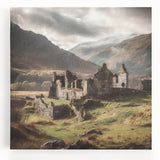 Landscape wall art depicting a serene countryside scene with vibrant green fields and a clear blue sky, printed on stretched canvas for an inviting home decor accent.