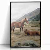 Peaceful Horses Countryside Wall Art - Scenic Rural Landscape Canvas