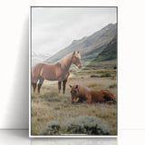 Peaceful Horses Countryside Wall Art - Scenic Rural Landscape Canvas