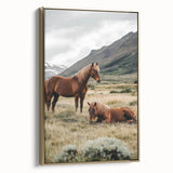 Peaceful Horses Countryside Wall Art - Scenic Rural Landscape Canvas