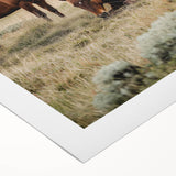 Peaceful Horses Countryside Wall Art - Scenic Rural Landscape Canvas
