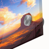 Close-up of a vibrant acrylic landscape artwork depicting a desert scene, showcasing warm sand tones and intricate details, perfect for modern home decor.