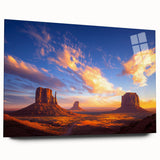 Desert landscape artwork printed on acrylic glass, showcasing vibrant colors and intricate details, ideal for modern home decor or art enthusiasts.