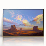 Framed acrylic artwork showcasing a vibrant desert landscape with golden hues, perfect for modern home decor. Ideal for adding warmth and elegance to any room.