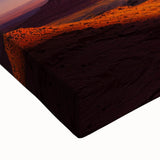Desert landscape stretched canvas showcasing vibrant sunset hues over rolling dunes, highlighting intricate textures and details for a striking wall decor piece.