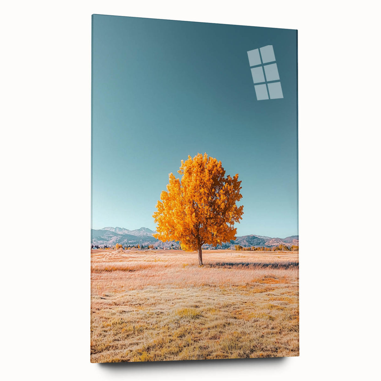 Acrylic landscape art print showcasing vibrant fields in a side view, emphasizing rich colors and detailed textures, perfect for modern home decor.
