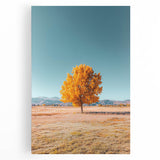 Vibrant stretched canvas depicting a serene landscape with rolling fields and a bright blue sky, perfect for home decor and enhancing any living space.
