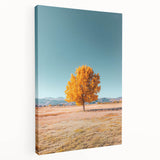 Stretched canvas artwork showcasing a vibrant landscape with fields under a clear blue sky, emphasizing natural beauty and artistic detail for home decor.