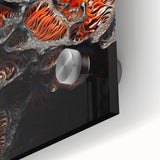 Large abstract acrylic print featuring neutral earth tones in a mid-century modernist style, ideal for dining room art.