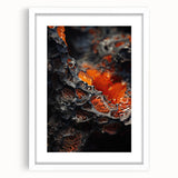 Abstract art print featuring natural elements in muted earth tones, framed in white, ideal for dining room decor.