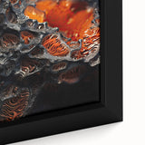 Extra large framed canvas featuring a close-up of black textured art with colorful elements, ideal for living room decor.