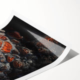 Extra large rolled canvas featuring line art flowers in black on a white background, ideal for large living room wall art.