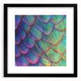 Extra large abstract art print featuring vibrant, textured colors of nature and animals on a black framed canvas.