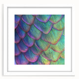 Abstract art print featuring close-up animal motifs in neutral tones, framed with a white mat.