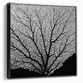 Black and white framed canvas featuring a close-up floral design, ideal for bedroom wall art.