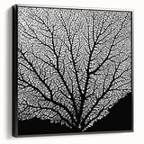 Black and white framed canvas featuring a close-up floral design, ideal for bedroom wall art.