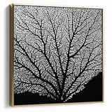 Framed canvas depicting a black and silver vintage landscape with floral elements, ideal for bedroom wall art.