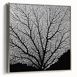 Framed canvas of a vintage-style landscape painting featuring colorful flora against a black background.