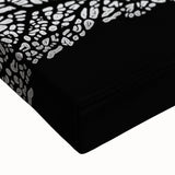 Black and white landscape art painting on stretched canvas, featuring a close-up floral design.