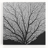 Black and white close-up floral image on large stretched canvas, ideal for kitchen wall art.