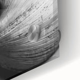 Large abstract wall art depicting natural elements in muted earth tones on acrylic glass, suitable for dining room decor.